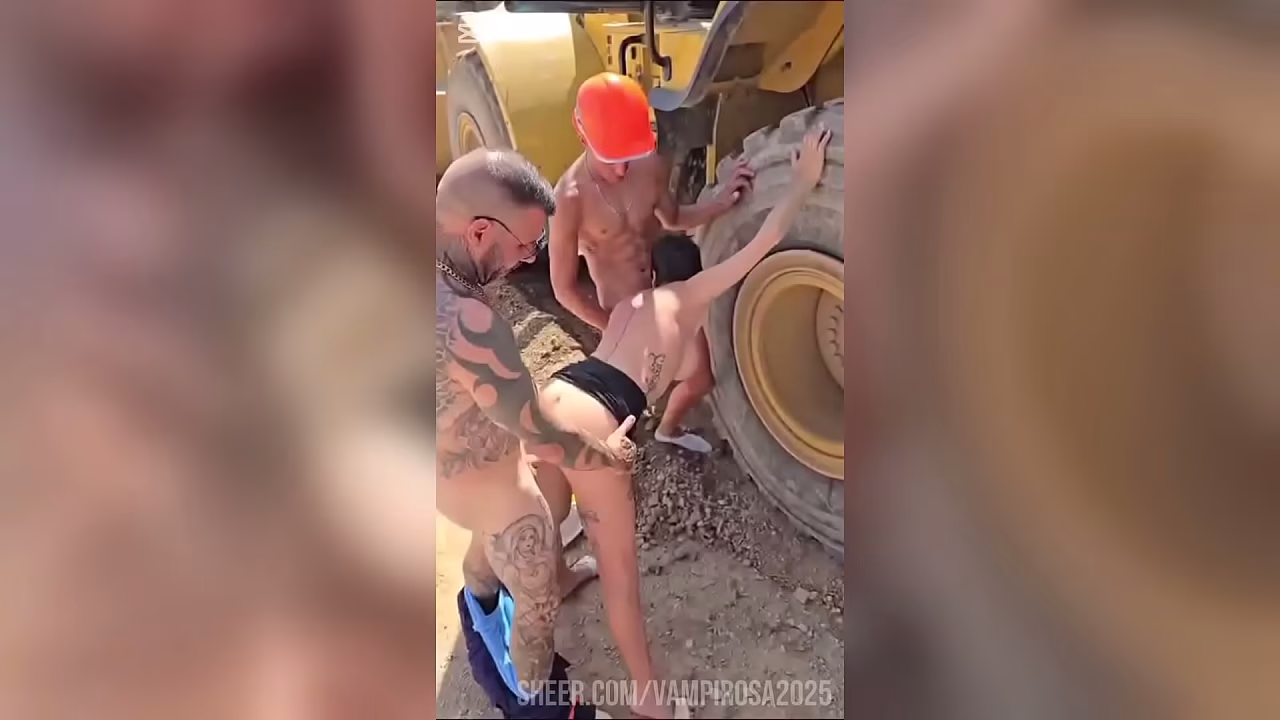 We are at the construction site, the inspection girl comes and asks us for papers and we give her cock.