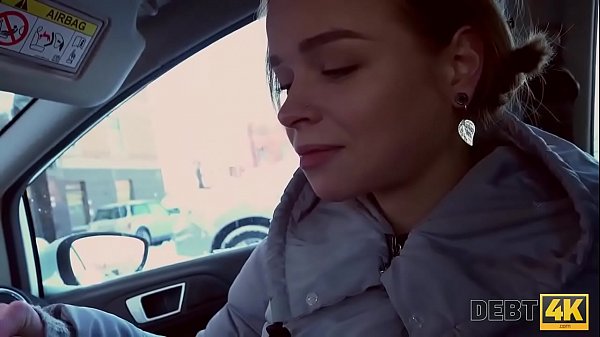Debt4k. Nice lassie Calibri Angel glaldy sucks cock and spreads legs for debt collector