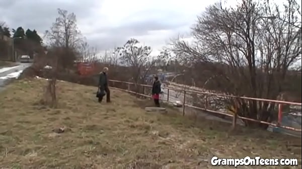 teen and old dick get it on outside