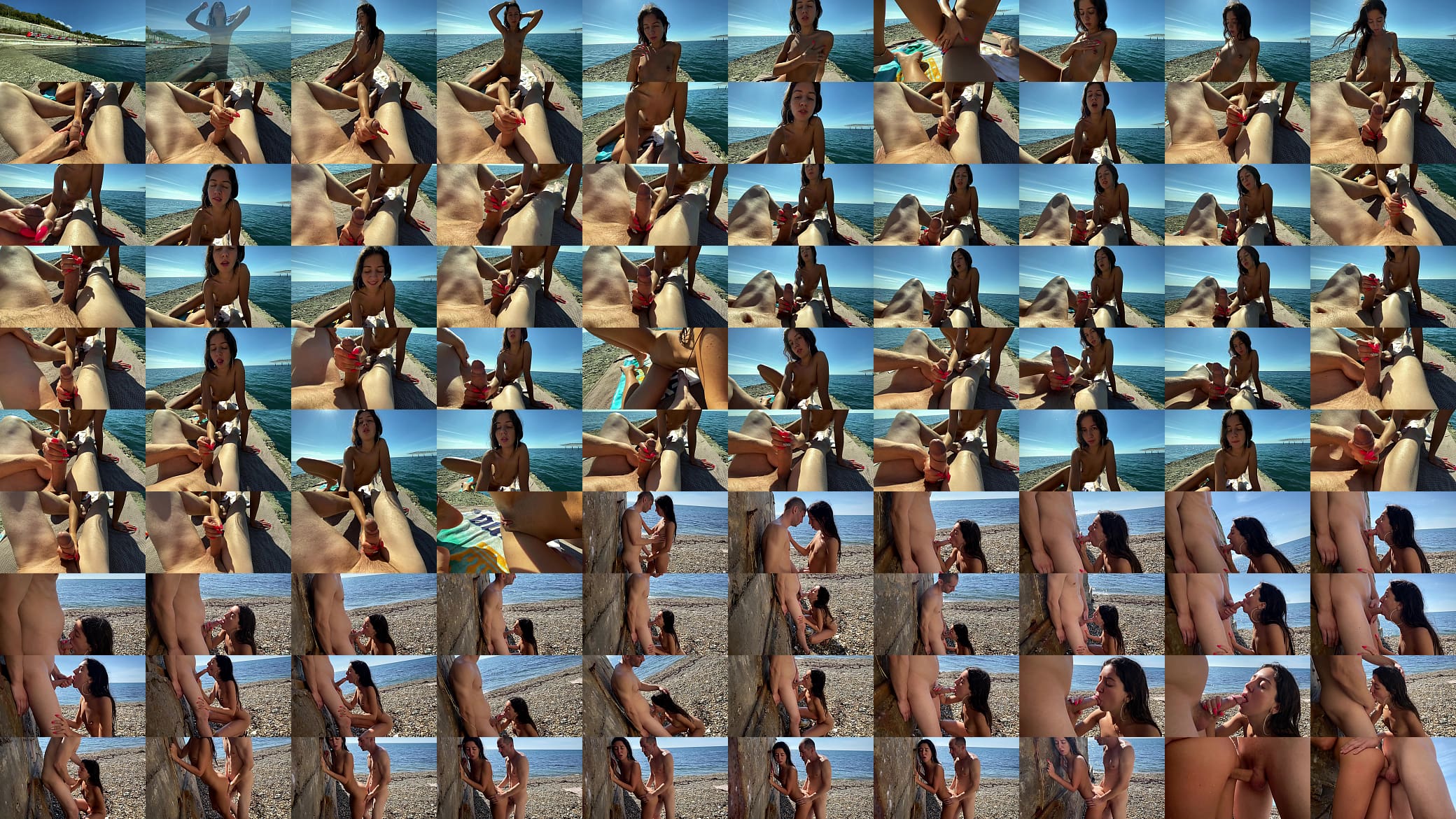 Cute Petite Girl Jerking My Cock On Public Beach And Exposing Her Tight Pussy 预览图