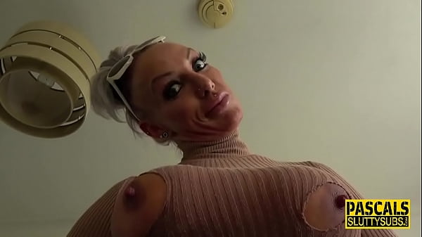 Busty submissive milf gobbles cock