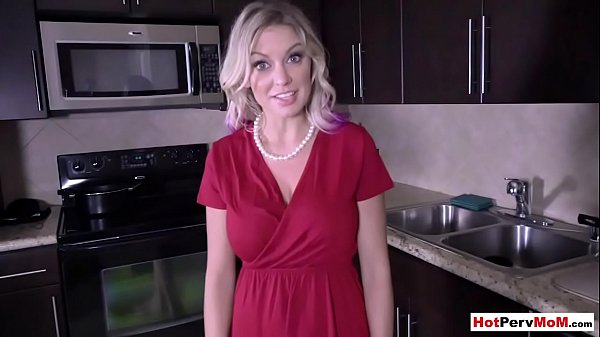 Stepson orders busty handcuffed MILF stepmother to suck