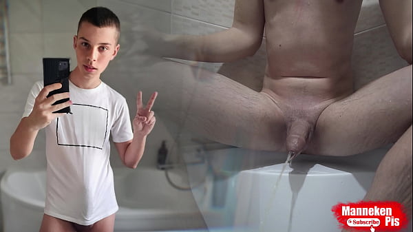 Guy long pissing in the shower