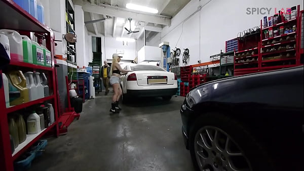 two slutty milfs anal fucking in a workshop