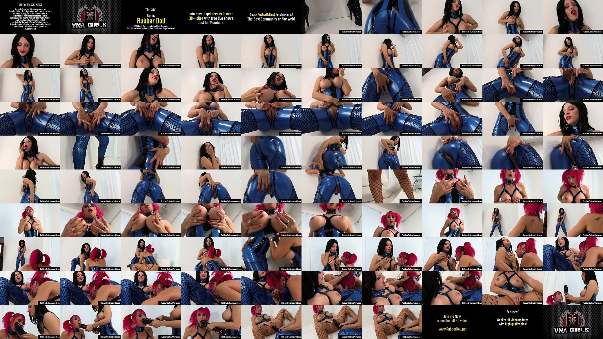 Latex Lesbian RubberDoll Dildo Drills Raven Black! 预览图