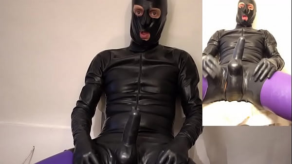 Cumming inside the penis latex sheat