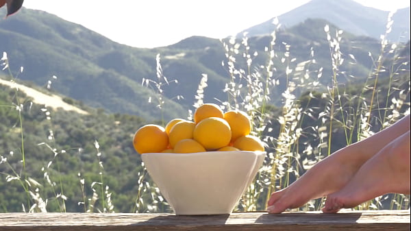 Scarlet Red Masturbates Under The Setting Summer Sun