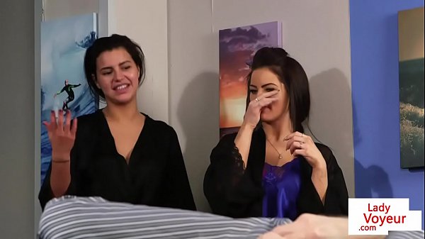 Naughty CFNM flatmates in lingerie for JOI