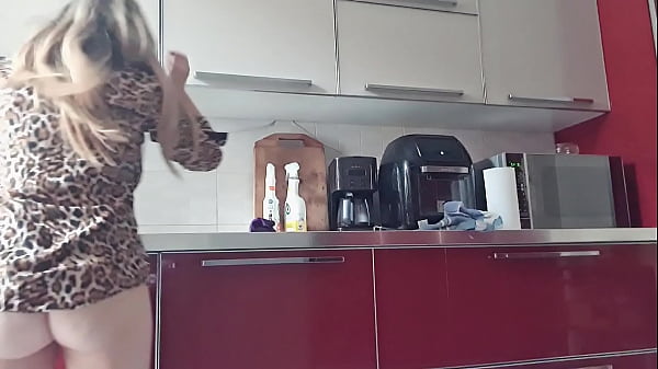 hot girl cleaning and asks questions at the end