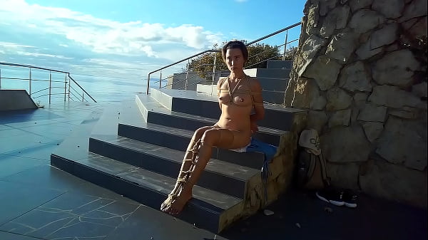Sofi Bondage on the steps of the staircase opposite the sea POV Part 2