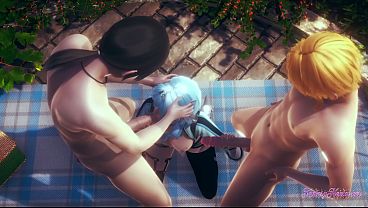 Download Video - Genshin Impact Hentai - Eula in a threesome blowjob with cum in her tits and mouth - Anime manga game hentai