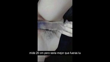 Long Sexting Session with Subtitles: Slim Goth Girl Shows Underwear and Ends with Orgasm