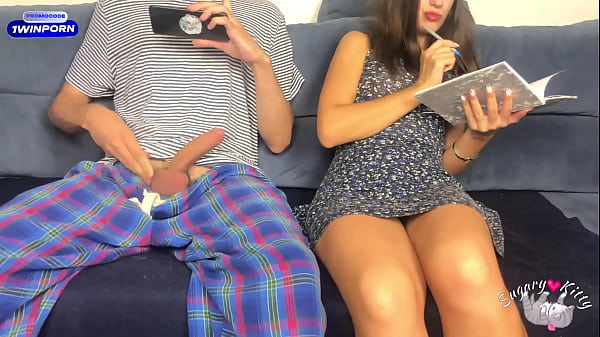 Sugary Kitty - My Stepbrother Watching Porn in Front of Me! But I Got Horny and We Masturbate Each Other! Orgasm & Cumshot