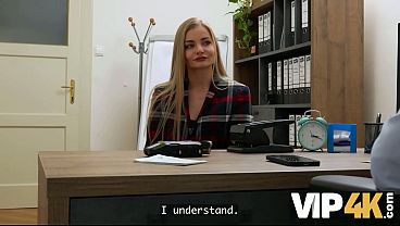 Download Video - VIP4K&period; Horny Blonde Takes Off her Panties in front of her Loan Officer
