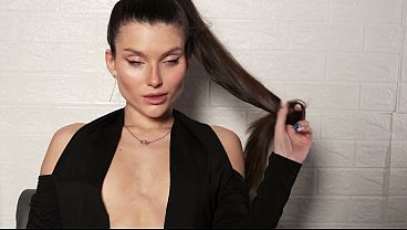 Hot brunette playing with her pussy