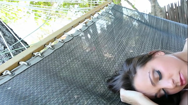 Brunette Babes Slides Off Her Panties And Plays With Her Pussy In A Hammock