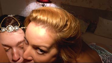 Two Submissive Women Eating One Cock