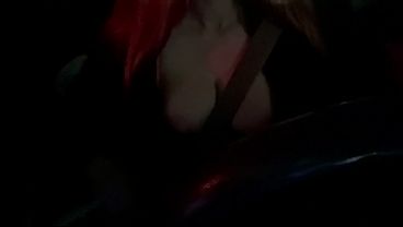 Italian Big Tits Milf Artemisia Love Sexy car driving and Big horny tits Flashing