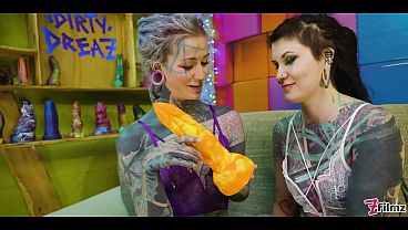 2 heavy tattoo girls get ass fucked by a big dick