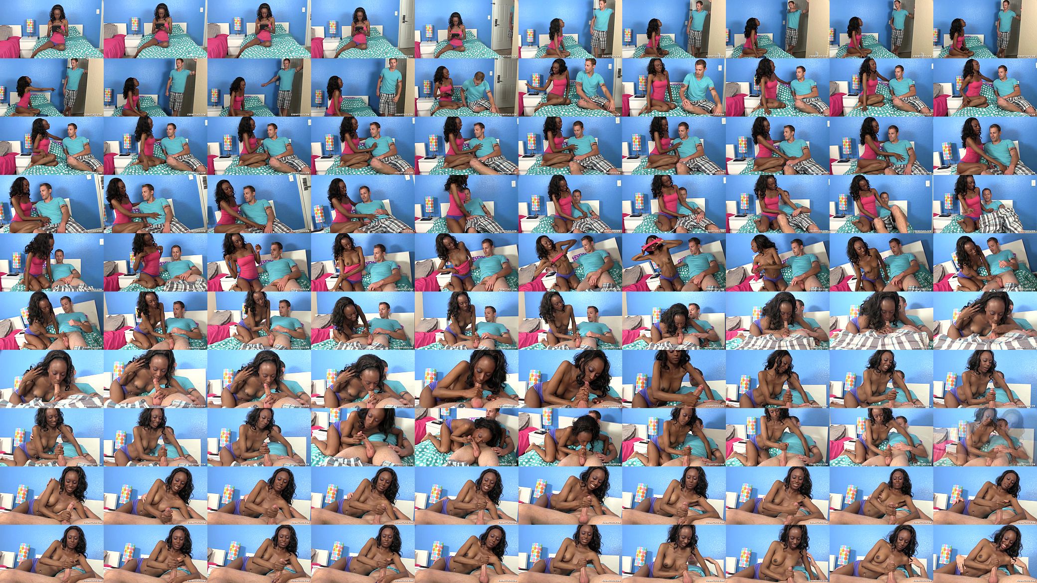 Topless Ebony Jerks Off A Big White Prick 预览图