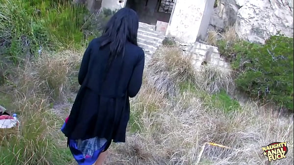 The voyeur face fucks the brunette in the outdoors before giving her an anal plowing