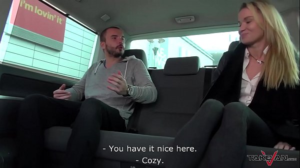Stupid blonde easy convinced to come in van and spread legs for big cock