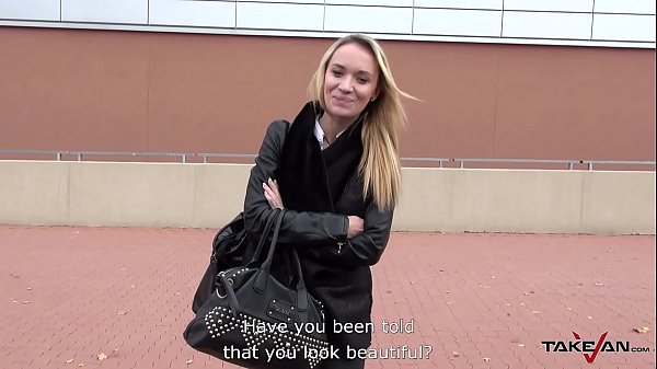 Stupid blonde easy convinced to come in van and spread legs for big cock