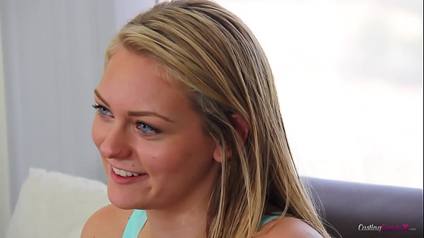ALLI RAE'S FIRST SCENE! Petite Blonde Teen Squirts All Over Casting Agents Cock