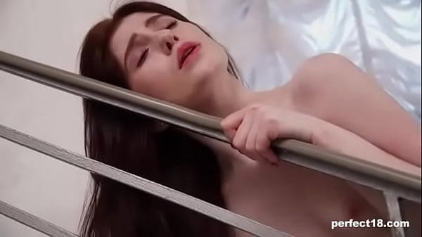 Small tits cutie Hot Pearls undresses on the st...