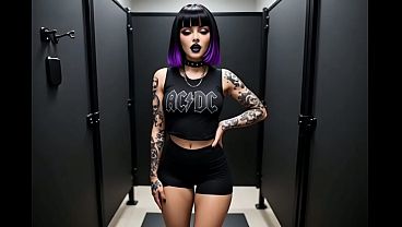 Fucking a Goth Babe in a Hot Topic Changing Room Fantasy - (Strip Tease, Fashion Show, Sexy Goth, Gothic, Lingerie, Cumshot) -AI Generated