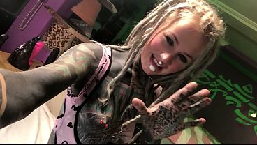 Tattooed Alternative Slut Plays with Ass Plug