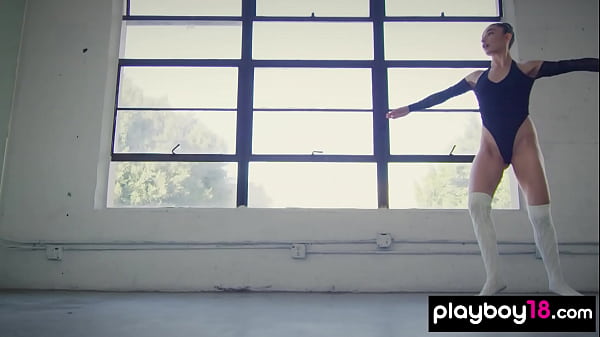 Flexible skinny latina ballerina Emily Willis and practicing