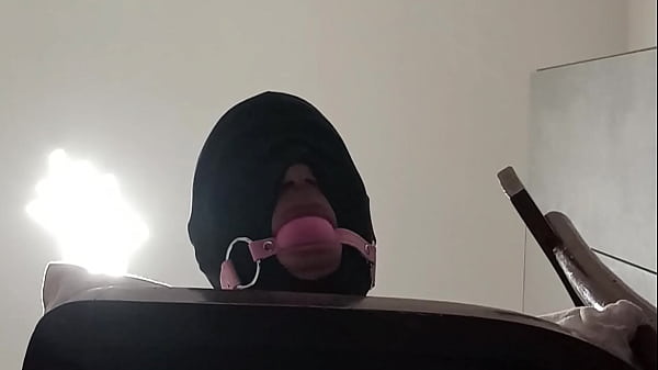 Tied up, blindfolded and ballgagged milf gets fucked in her mouth, pussy and ass