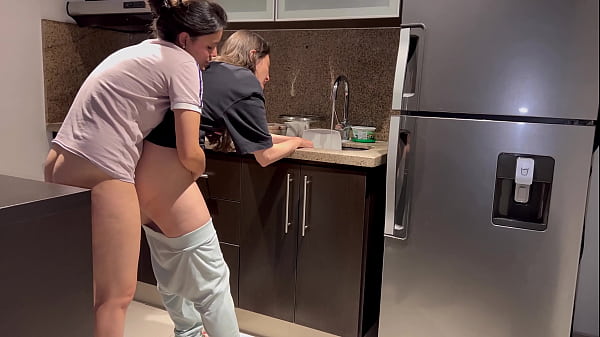 Download Video - Wife fucked hard while washing dishes in the kitchen&comma; getting her to cum before her stepmom gets Home&period;