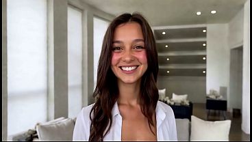 MATHIE PART 2. Young French woman with large breasts, the old producer forces his penis down the beginner's throat, she signs up for her first porn film, difficult anal, insults and humiliation! [AI]