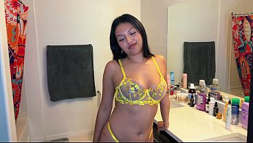 My roommate's girlfriend rides my hard cock after he stands her up on a date - GOOD BOY POV