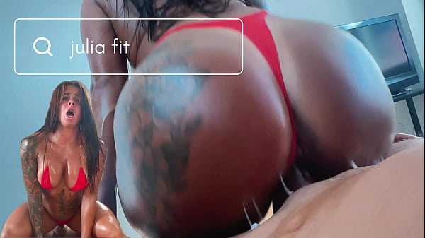 Julia Fit - Hot Oily Bitch in Red Bikini Gets All White Sauce