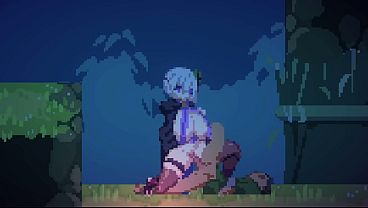 2D Hentai Game - Cute ninja hentai girl dominates and squeezes cum