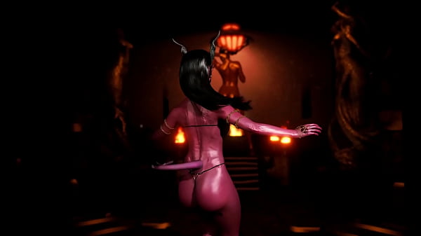 Skinny untamed succubus tempts you with erotic belly dance in the dungeon