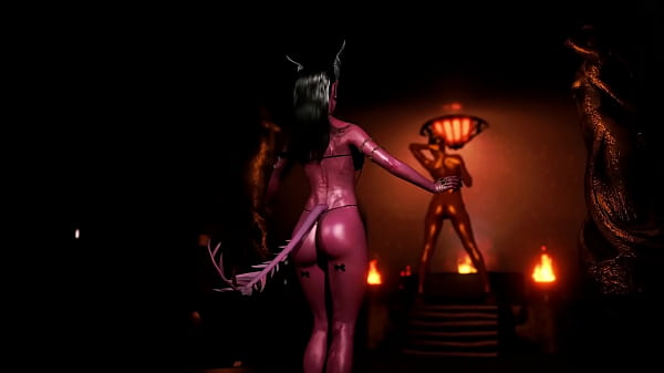 Skinny untamed succubus tempts you with erotic belly dance in the dungeon
