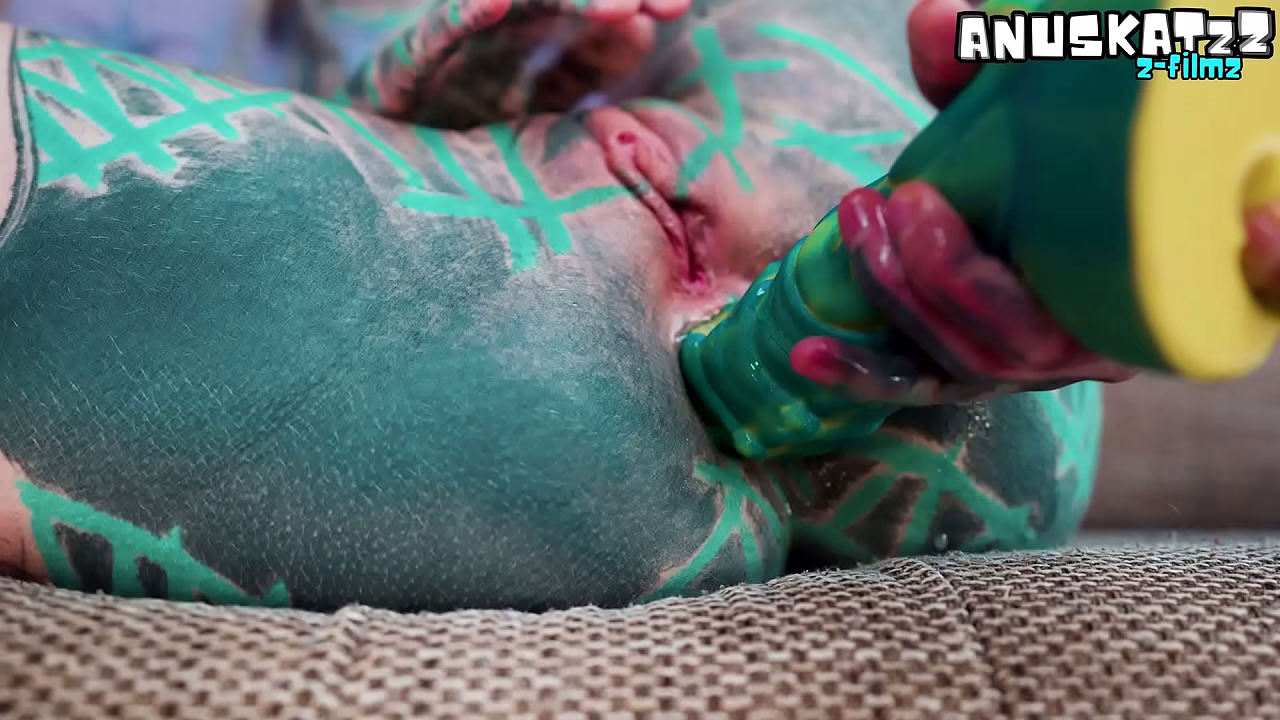 Inked Hippie'_s Solo Dildo Ass play and ANAL Fuck Big Cock