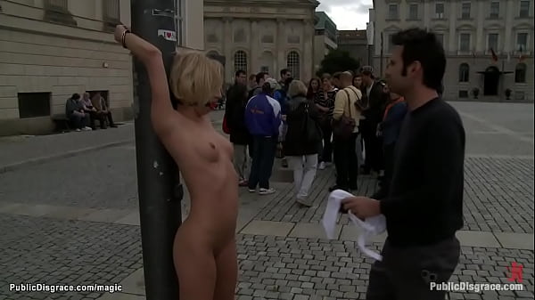 Blond gang banged in public outdoor