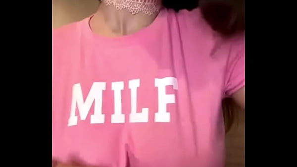 Stepmom with big tits shows off her pink nightgown