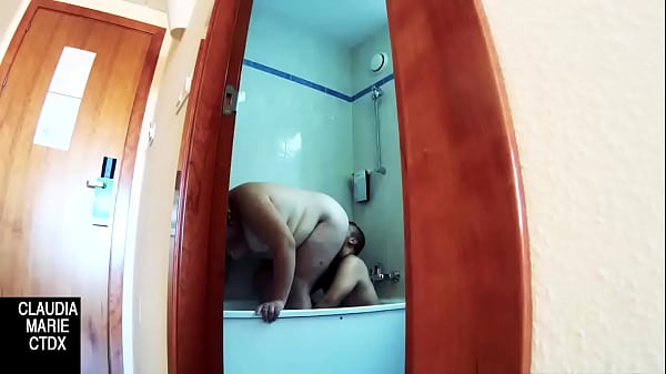 A shower full of saliva on the genitals