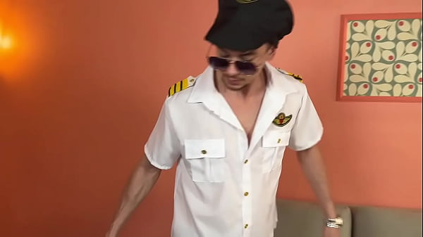 Beautiful big-assed flight attendant fucks the pilot after a long flight
