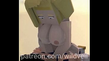 Android 18 rides Dragon Ball Z Minecraft hentai