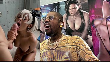 Ebony Pokemon Trainer Jerking Off A Cock Until Her Face Gets Cum Covered, AI Generated