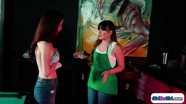 Barista seduced and licked by brunette