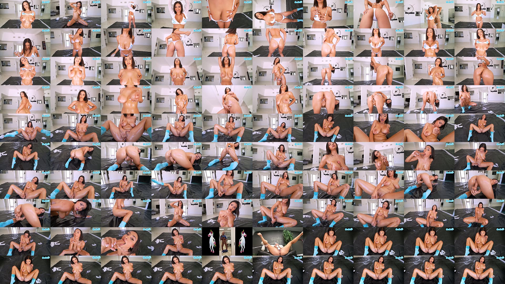 Big Tit Teen Oils up Her AMAZING Natural Boobs and has Shaking Orgasm 预览图