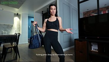 Lustful Lana seduced this guy to stretch her holes. Creamy pussy